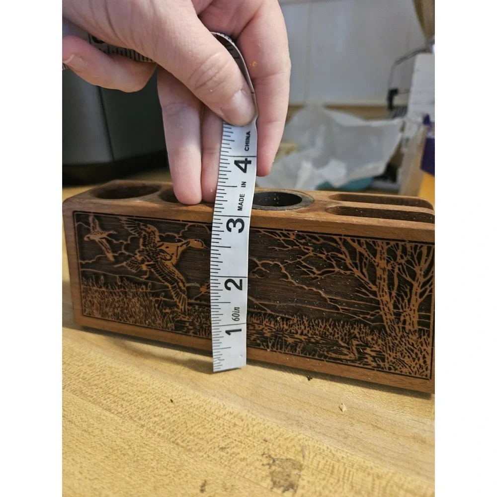Lasercraft Genuine American Walnut Letter, Pen, & Paper‎ Clip Holder Ducks